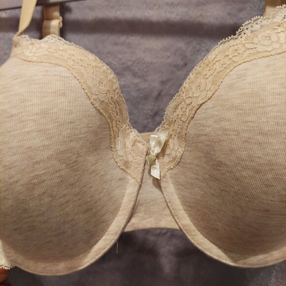 Ambrielle 42D Bra Organic Cotton Demi Underwire covertable straps jersey tan - Picture 7 of 16